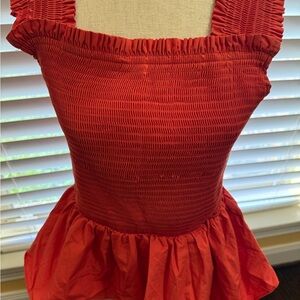 INC International Concepts Burnt Orange Smocked Blouse